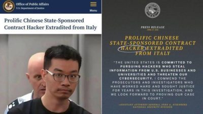 意大利拟引渡中国”黑客”到美国受审 中国外交部：尊重事实勿做美帮凶