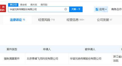 华谊兄弟正走进历史舞台，被申请破产一案获法院受理，进入审查程序