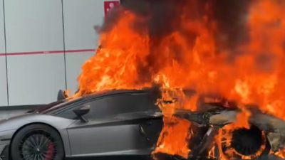 林寶堅尼自焚全車陷火海傳巨響　目擊者：快走！別等下爆炸