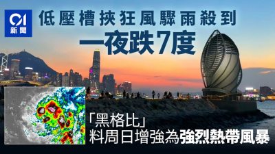 香港这个周末将迎来狂風雷暴　温度将大跌至20度　熱帶氣旋黑格比料增強