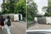吐露港公路往廣福邨支路貨車翻側1輕傷　巴士改道　巿民徒步離開