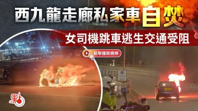 西九龍公路私家車「自焚」陷火海 女司機及時逃生