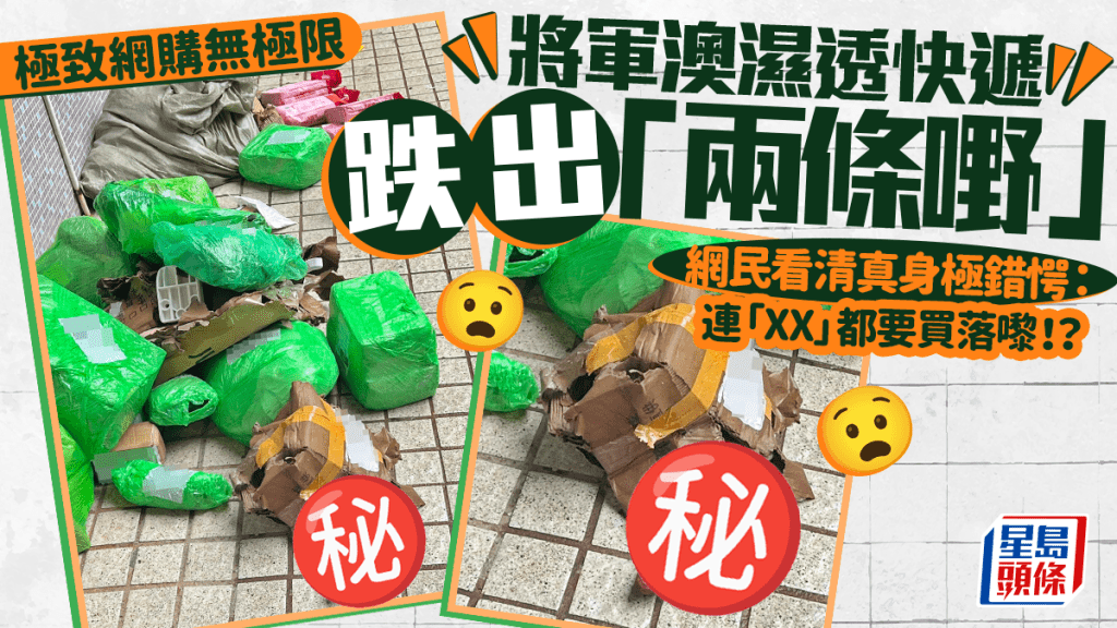 將軍澳濕透快遞跌出「兩條嘢」 網民看清真身極錯愕：連「XX」都要買落嚟！？｜