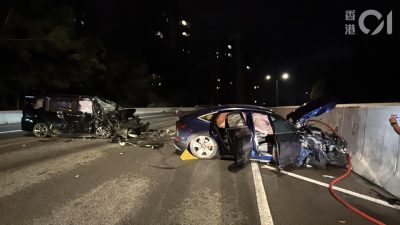 屯門公路車禍｜Audi失控撞壆飛越對面線　34歲男司機涉危駕被捕