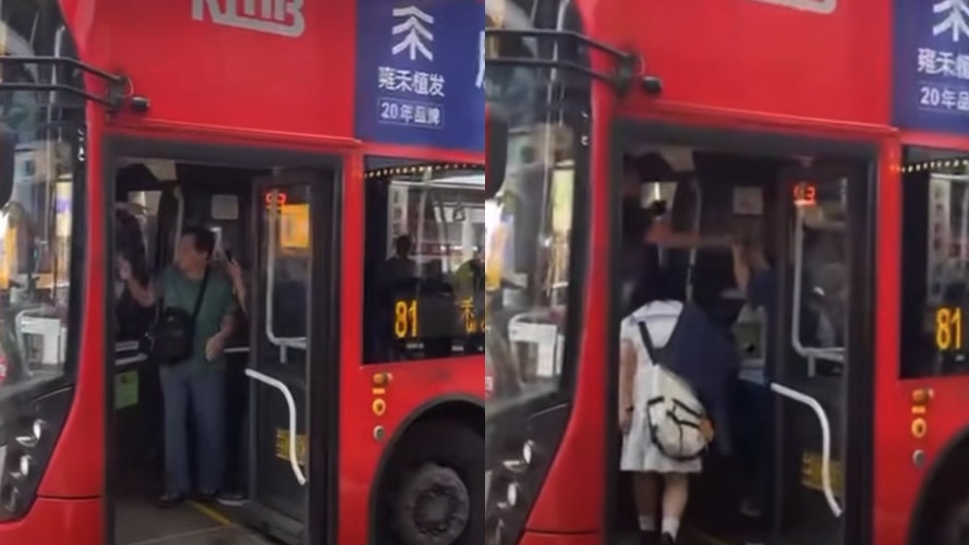 九巴車長與乘客爆粗互罵：X你老X　車長一手拍跌乘客電話