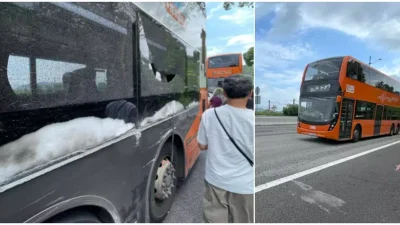 北大嶼山公路龍運巴士避切線車　撞欄爆玻璃釀一傷